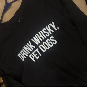 Black Graphic Tee - Drink Whisky, Pet Dogs